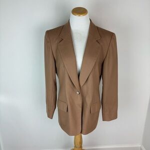 Vintage Pendleton 100% Virgin Wool Blazer Jacket in Camel Brown Size 8 Petite